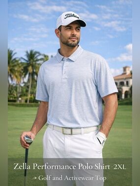 Zella Performance Polo Shirt Light Blue 2XL Athletic Activewear